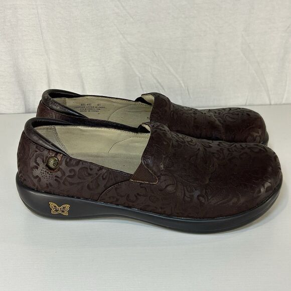 Alegria Clog Womens 41 EU 10.5  Brown Leather Slip Resistant Western Shoe Kel433 - Picture 1 of 7